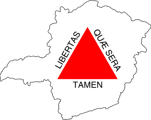 Mapa de Minas Gerais com o símbolo da bandeira estadual