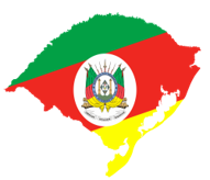 Mapa do Rio Grande do Sul com as cores da bandeira estadual